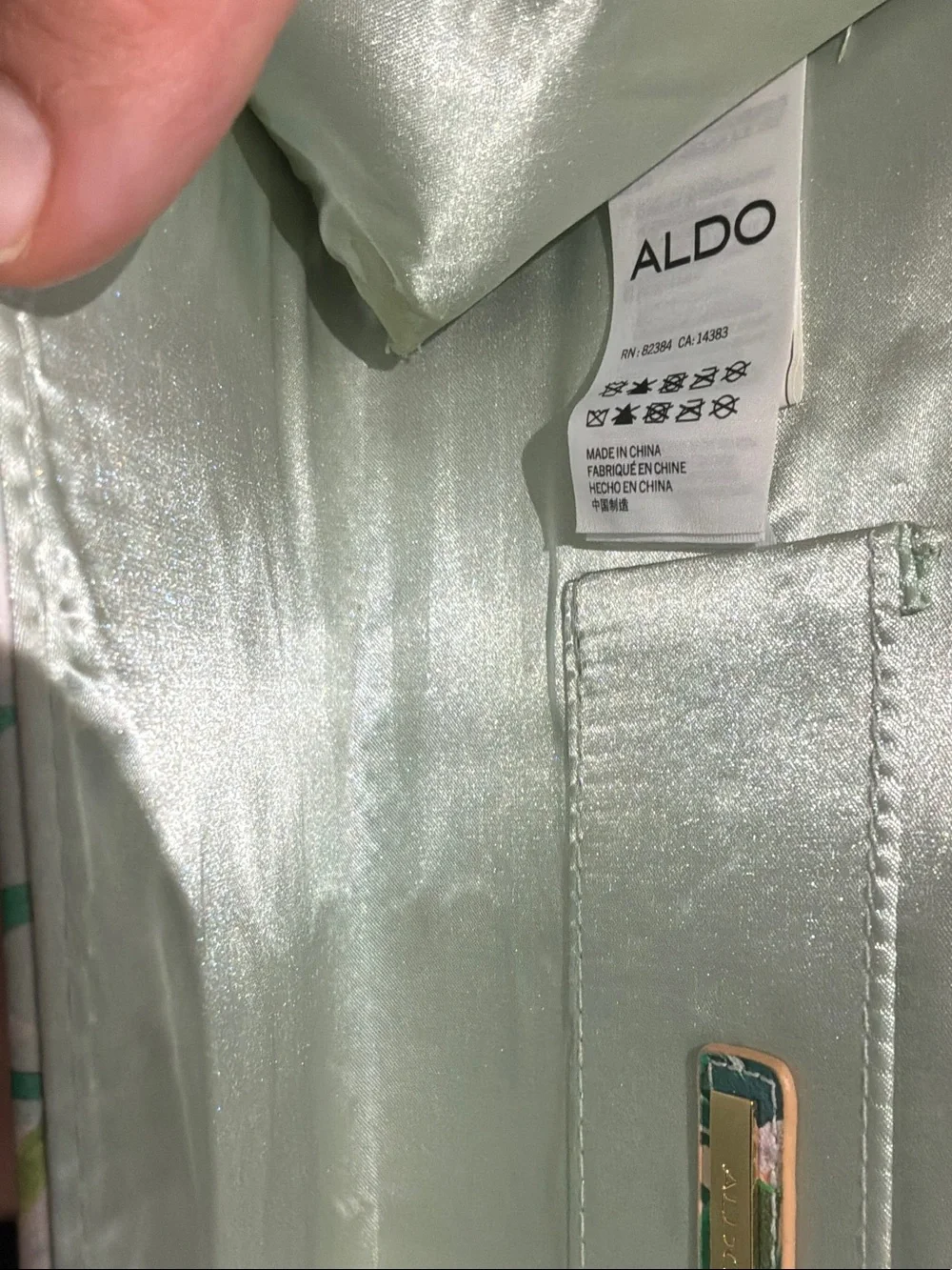 ALDO Mint Floral Convertible Clutch with Gold Chain